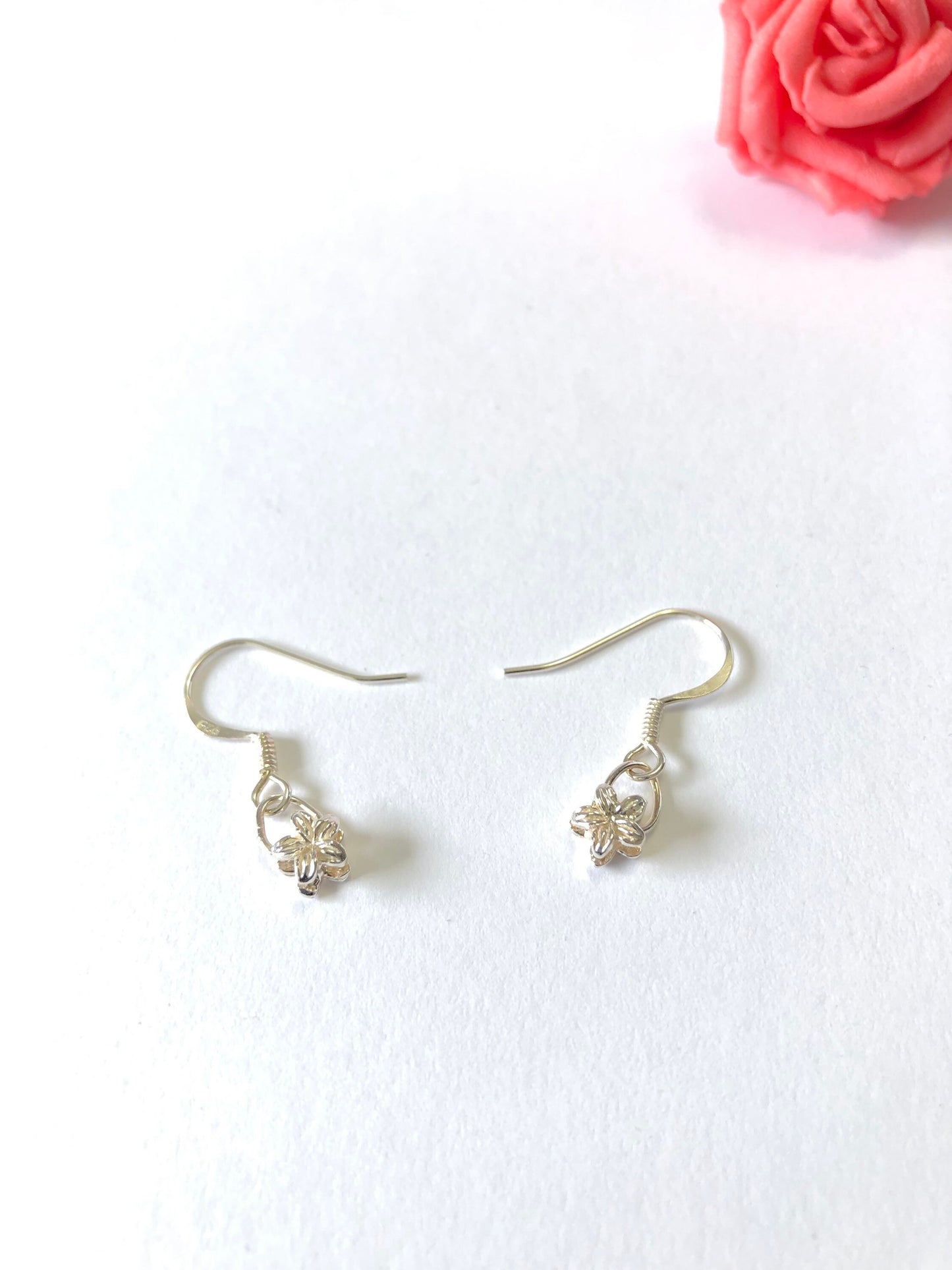 Sterling Silver Dangling Flower Earrings - Dangle Earrings - Perfect Gift For Her