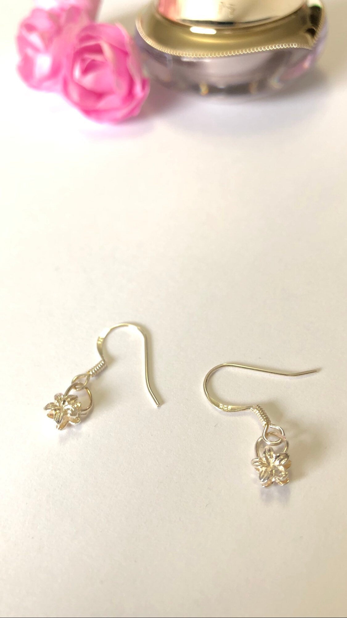 Sterling Silver Dangling Flower Earrings - Dangle Earrings - Perfect Gift For Her