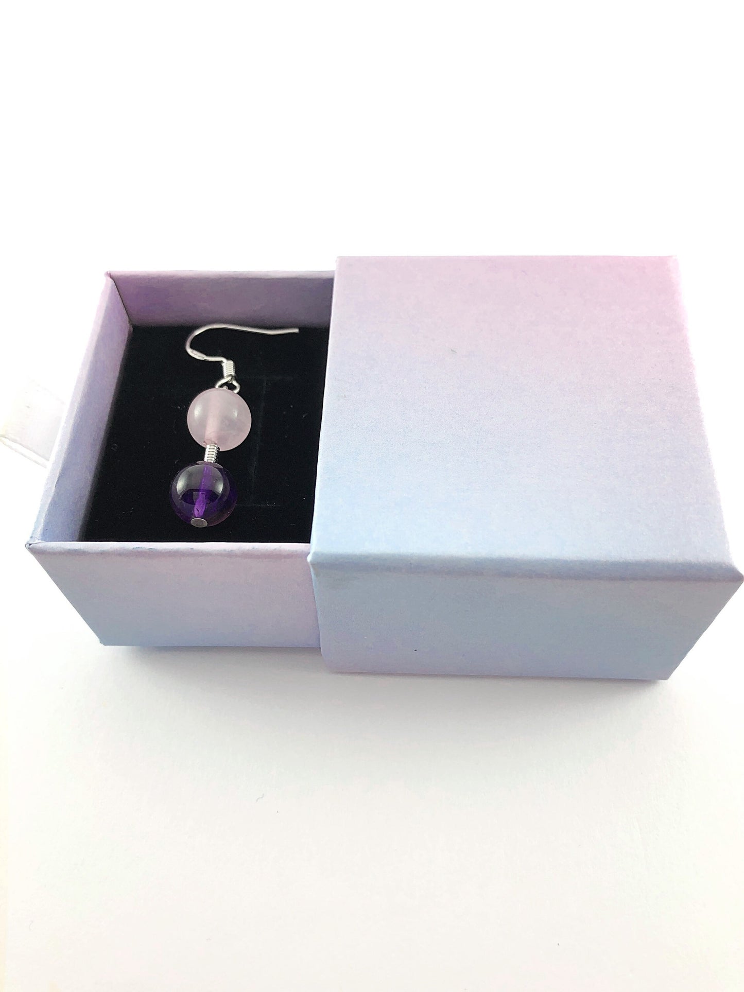 Rose Quartz & Amethyst Earrings - Sterling Silver Earrings - Dangle Earrings - Drop Earrings - Gift For Her
