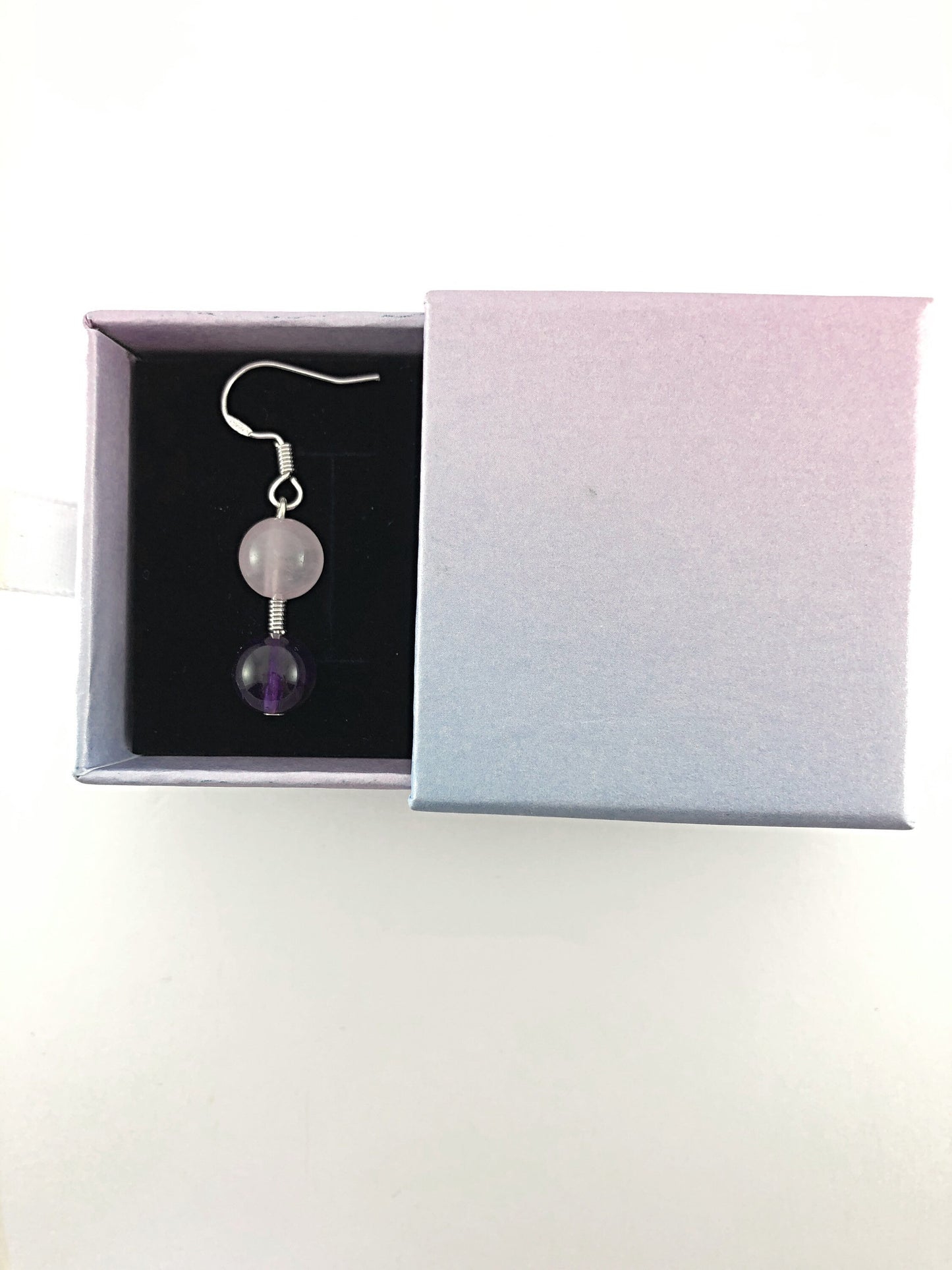 Rose Quartz & Amethyst Earrings - Sterling Silver Earrings - Dangle Earrings - Drop Earrings - Gift For Her