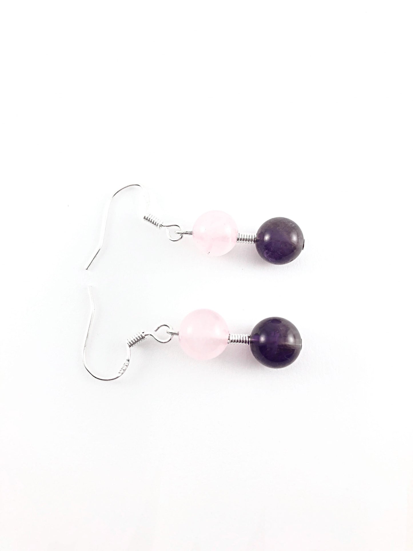 Rose Quartz & Amethyst Earrings - Sterling Silver Earrings - Dangle Earrings - Drop Earrings - Gift For Her