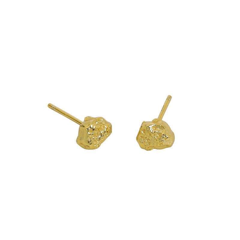 925 Silver Lava Stone Earrings, Gold Vermeil Irregular Fun earrings, Irregular Shape Earrings, Unique Earrings, Perfect Gift for her