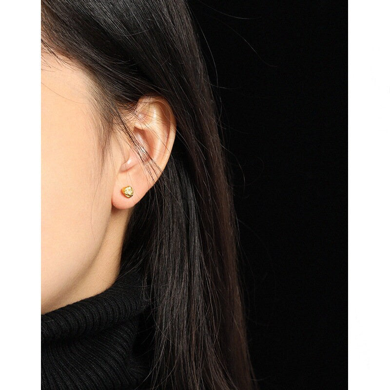 925 Silver Lava Stone Earrings, Gold Vermeil Irregular Fun earrings, Irregular Shape Earrings, Unique Earrings, Perfect Gift for her