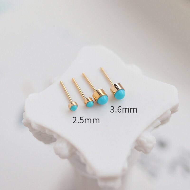 14k Gold Filled Blue Turquoise Earrings, Small Turquoise Studs, Classic Turquoise Earrings, Great for Everyday