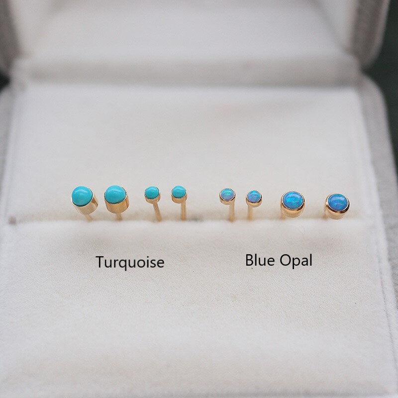 14k Gold Filled Blue Turquoise Earrings, Small Turquoise Studs, Classic Turquoise Earrings, Great for Everyday