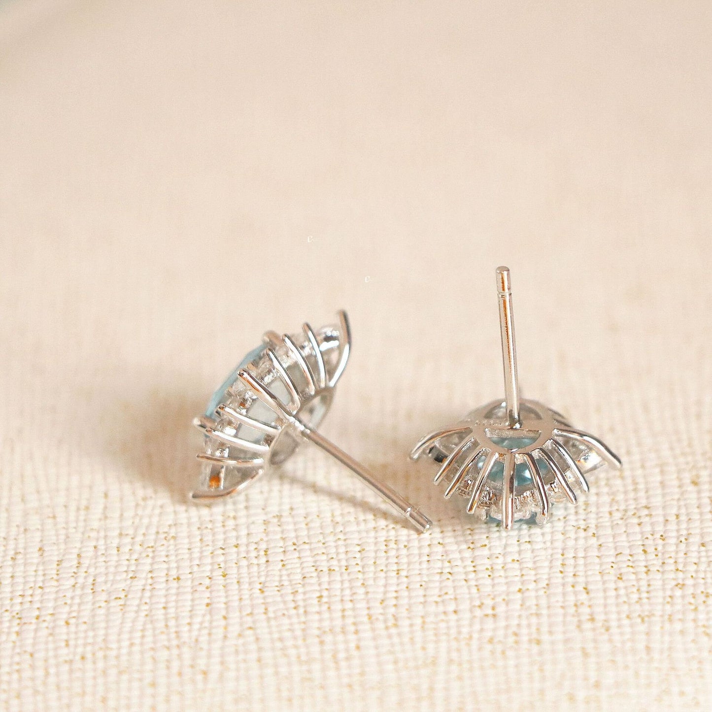 925 Silver Blue Topaz CZ Earrings, Sparkly Topaz North Star Earrings, Minimalist Blue CZ Earrings, Wedding Earrings, Bridal Gift, GE53
