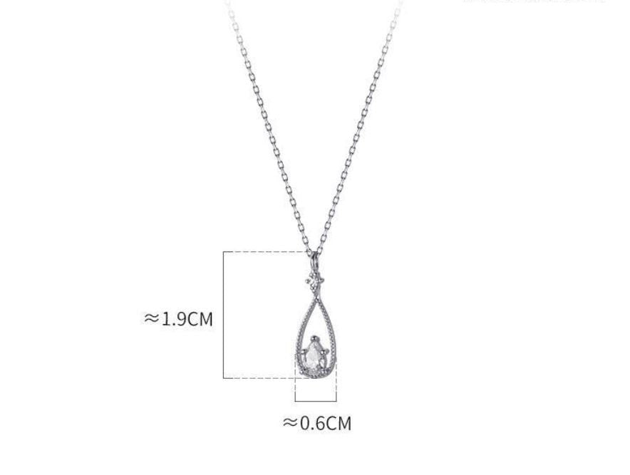 Gold Vermeil Oval CZ Water Drop Necklace, Delicate Droplet Necklace, Dainty CZ Waterdrop Necklace, Gold Skinny Necklace, Gift for Her, GN18