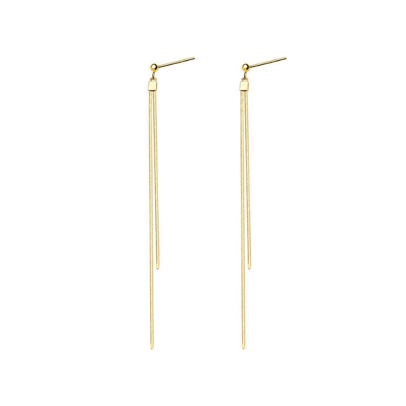 Dainty Sterling Silver Threader Dangle & Drop Earrings, Gold Vermeil Tassel Earrings, Christmas Gifts, Minimalist Long Earrings, GE90