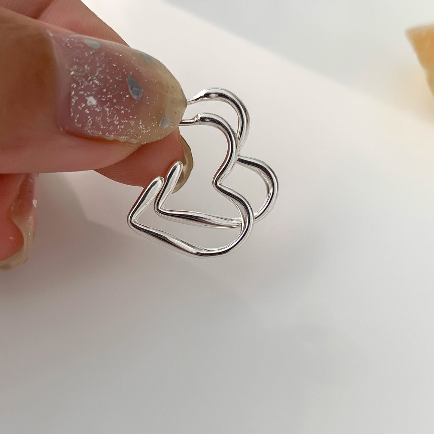 Sterling Silver Open Heart Drop Earrings, Heart Drop Earrings, Silver Open-heart Dangle Earrings, Gifts for her, GE182
