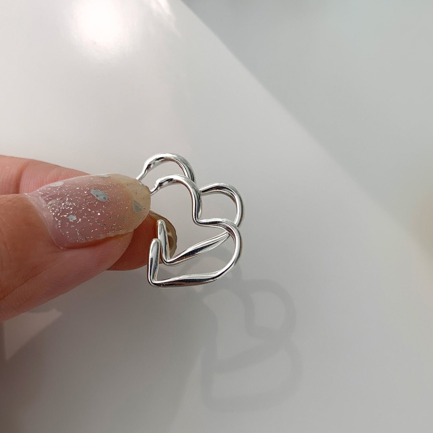 Sterling Silver Open Heart Drop Earrings, Heart Drop Earrings, Silver Open-heart Dangle Earrings, Gifts for her, GE182