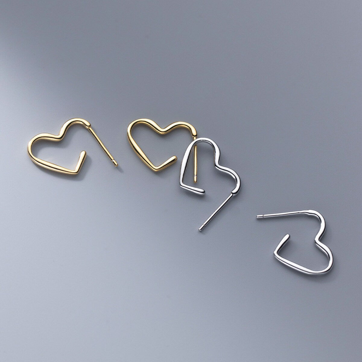 Sterling Silver Open Heart Drop Earrings, Heart Drop Earrings, Silver Open-heart Dangle Earrings, Gifts for her, GE182