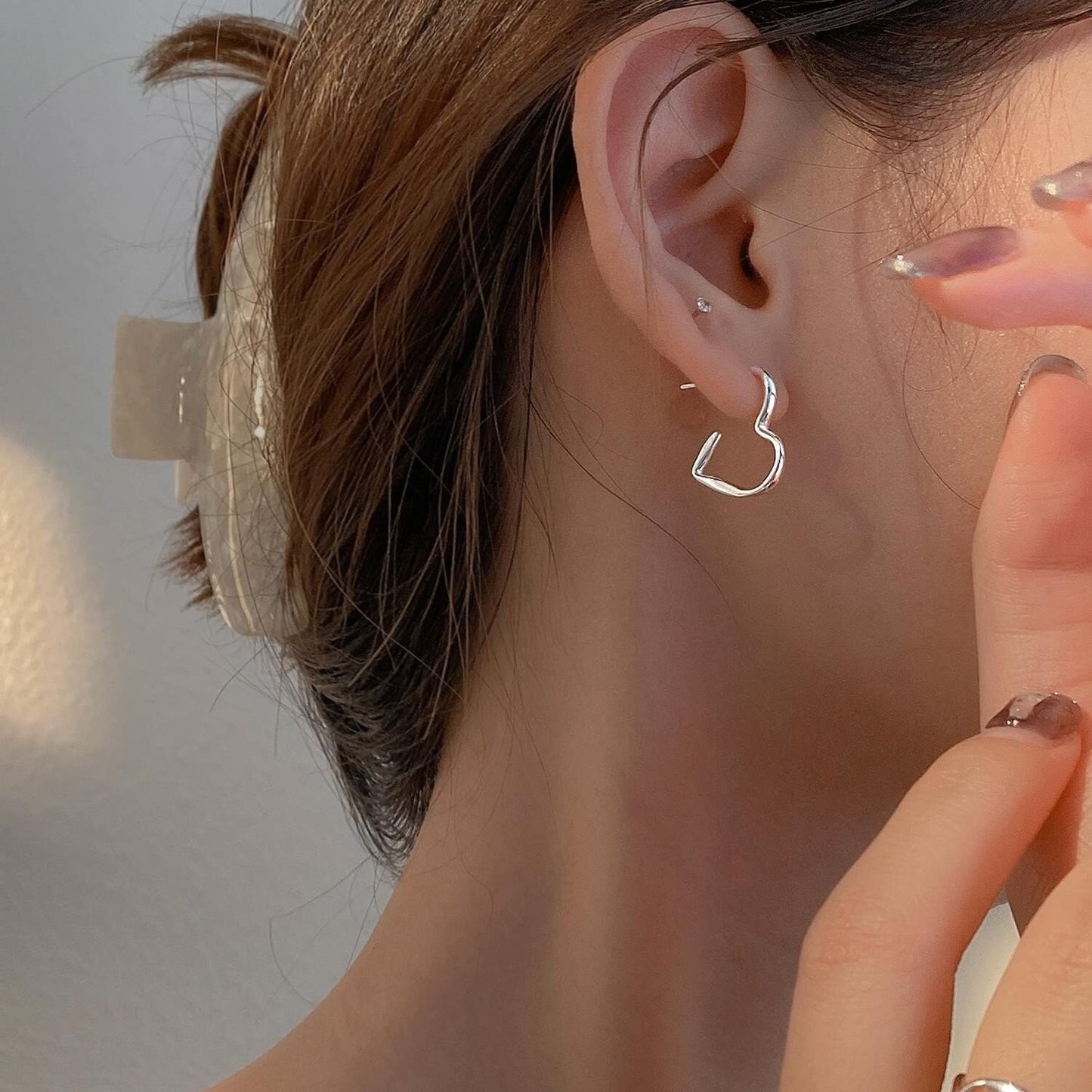 Sterling Silver Open Heart Drop Earrings, Heart Drop Earrings, Silver Open-heart Dangle Earrings, Gifts for her, GE182
