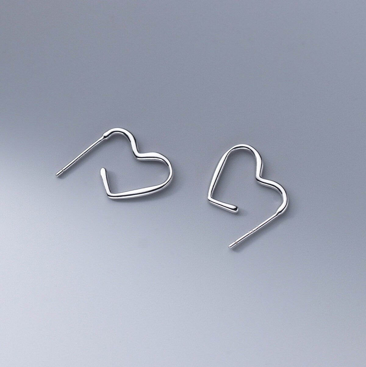 Sterling Silver Open Heart Drop Earrings, Heart Drop Earrings, Silver Open-heart Dangle Earrings, Gifts for her, GE182