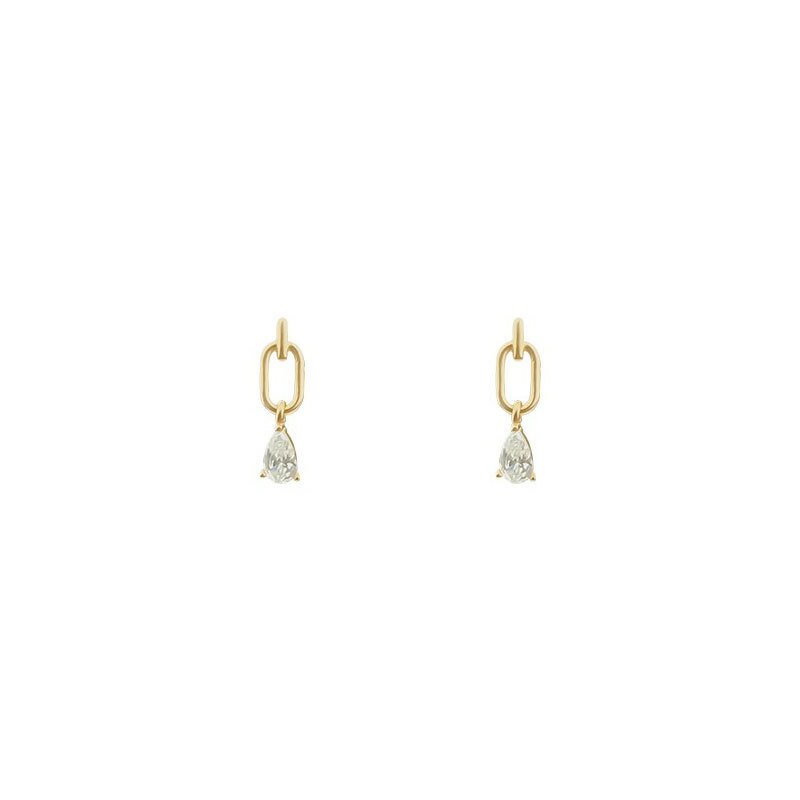 Delicate Gold Square Link Teardrop Dangle Earrings, Tiny Gold Waterdrop Drop Earrings, Dainty Droplet Dangle Earring, Gift for her, GE188