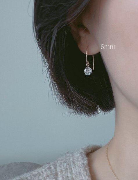 Dainty Gold CZ Diamond Hook Drop & Dangle Earrings, Gold Round Cut CZ Hook Earrings, CZ Drop Earring, Minimalist Earring, Gift for her GE210
