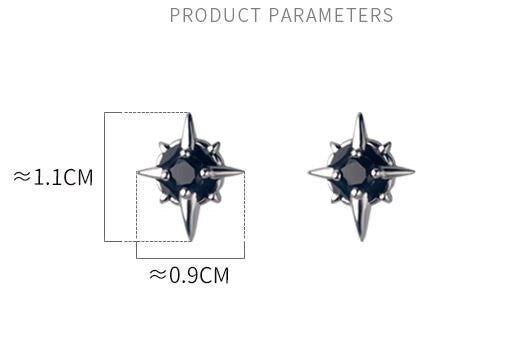 Black CZ Star Stud Earrings, 925 Silver CZ Astral Earrings, Black North Star Earrings, Minimalist Star Earrings, Gift for her/Him, GE272