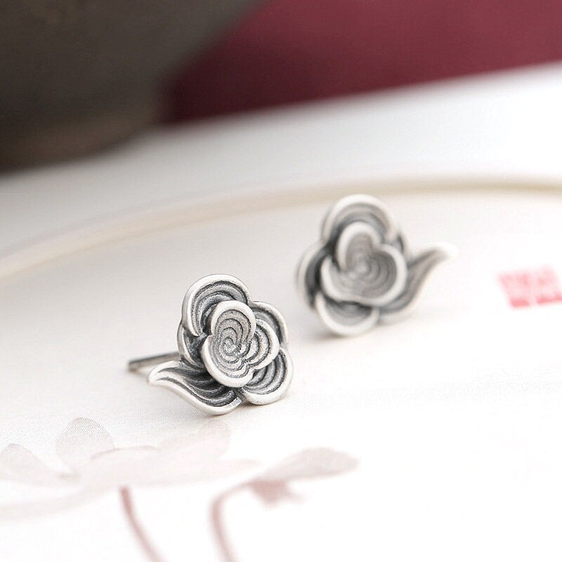 Sterling Silver Cloud Stud Earrings, Thai Silver Cloud Earrings, Lucky Cloud Earrings, Minimalist Earring, Gift for her, GE294