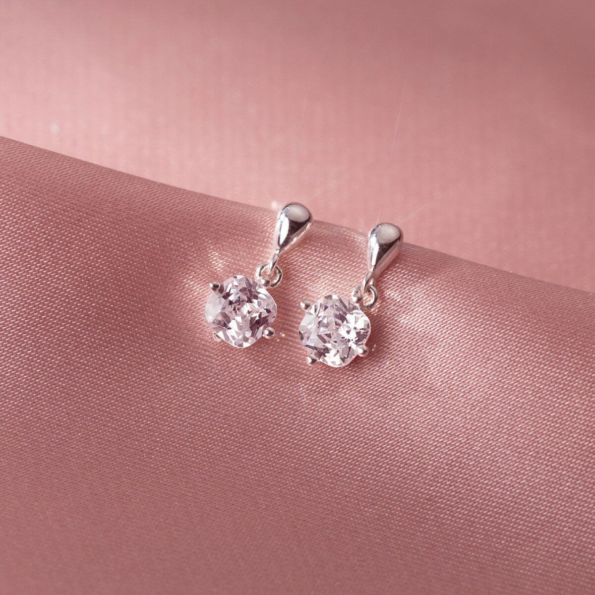Delicate CZ Drop & Dangle Earrings, Waterdrop Link CZ Earrings, Dainty CZ Drop Earrings, Clear Square cz Earring, Gift for her, GE262