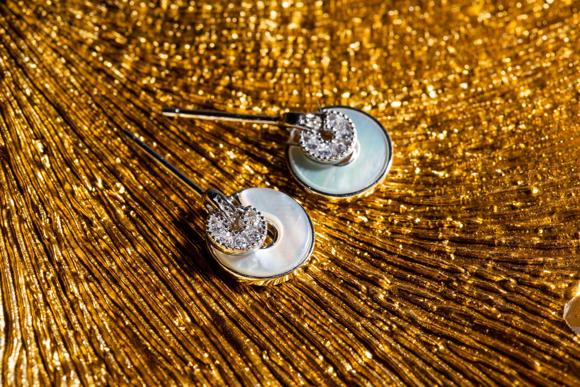 Dainty Round Pearl Shell CZ Earrings - Rose Gold Vermeil Round Shell Earrings - Earrings for Women- Perfect Gift for her - Mother's Day Gift