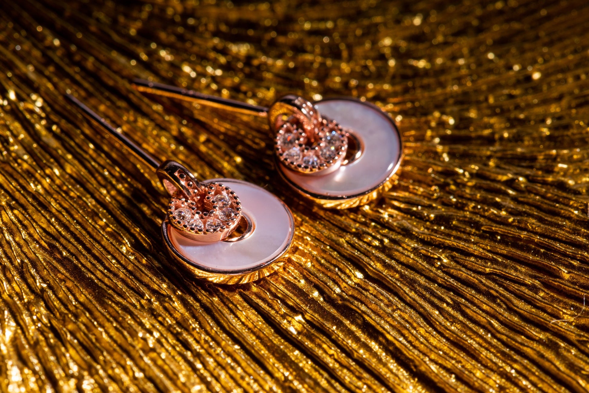 Dainty Round Pearl Shell CZ Earrings - Rose Gold Vermeil Round Shell Earrings - Earrings for Women- Perfect Gift for her - Mother's Day Gift