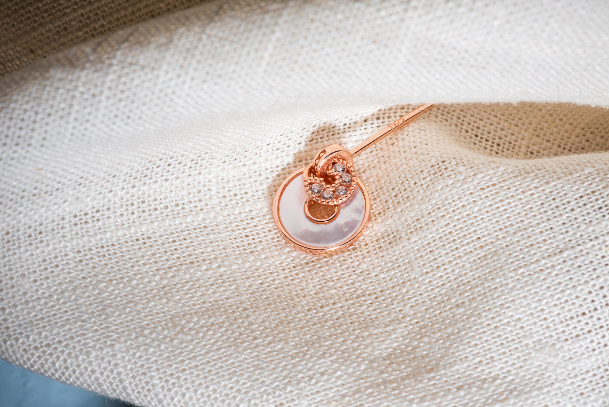 Dainty Round Pearl Shell CZ Earrings - Rose Gold Vermeil Round Shell Earrings - Earrings for Women- Perfect Gift for her - Mother's Day Gift