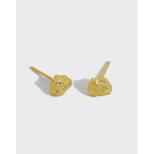 925 Silver Lava Stone Earrings, Gold Vermeil Irregular Fun earrings, Irregular Shape Earrings, Unique Earrings, Perfect Gift for her