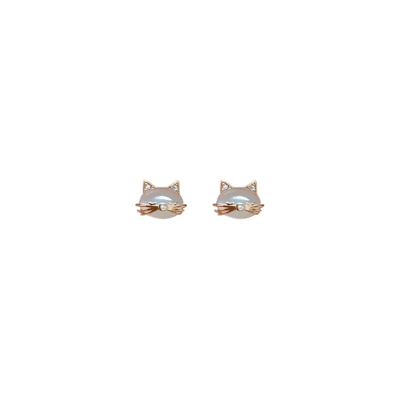 14k Gold Vermeil Cute Cat Earrings, Cats Eye Kitten Earrings, Gold Kitty Earrings, Cat-lover Earring, Cute Animal Earring, Gift for Her GE81
