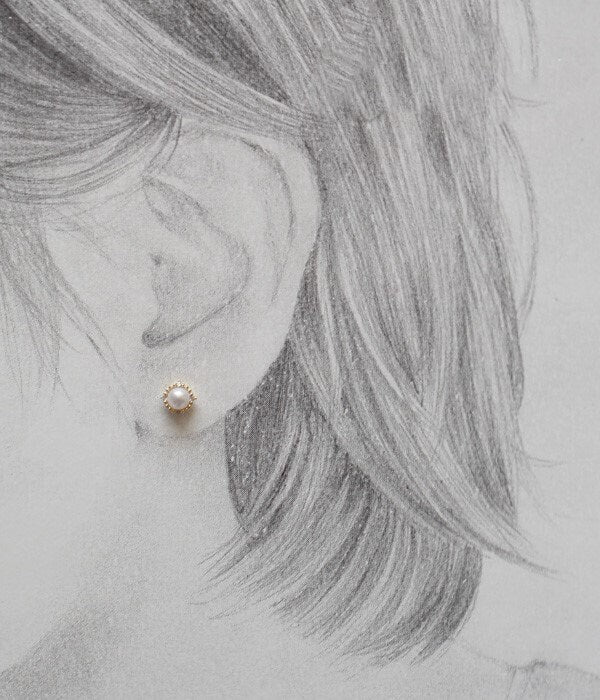 Dainty Round Simulated Pearl CZ Gold Stud Earrings, Gold Pearl Studs, Sparkly Tiny CZ Pearl Earrings, Minimalist Earrings, Gifts, GE39
