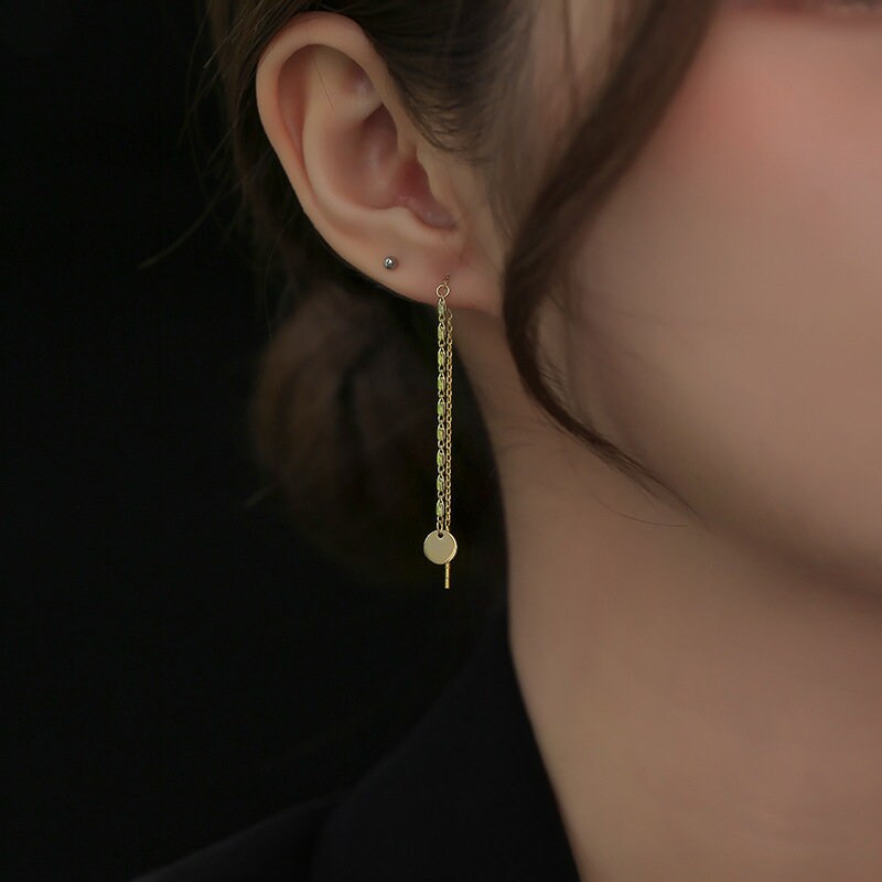 Dainty Gold Coin Threader Earrings, Gold Disc Dangle Earrings, Gold Tassel Earrings, Gold Coin Drop Earrings, Perfect gifts for her, GE97