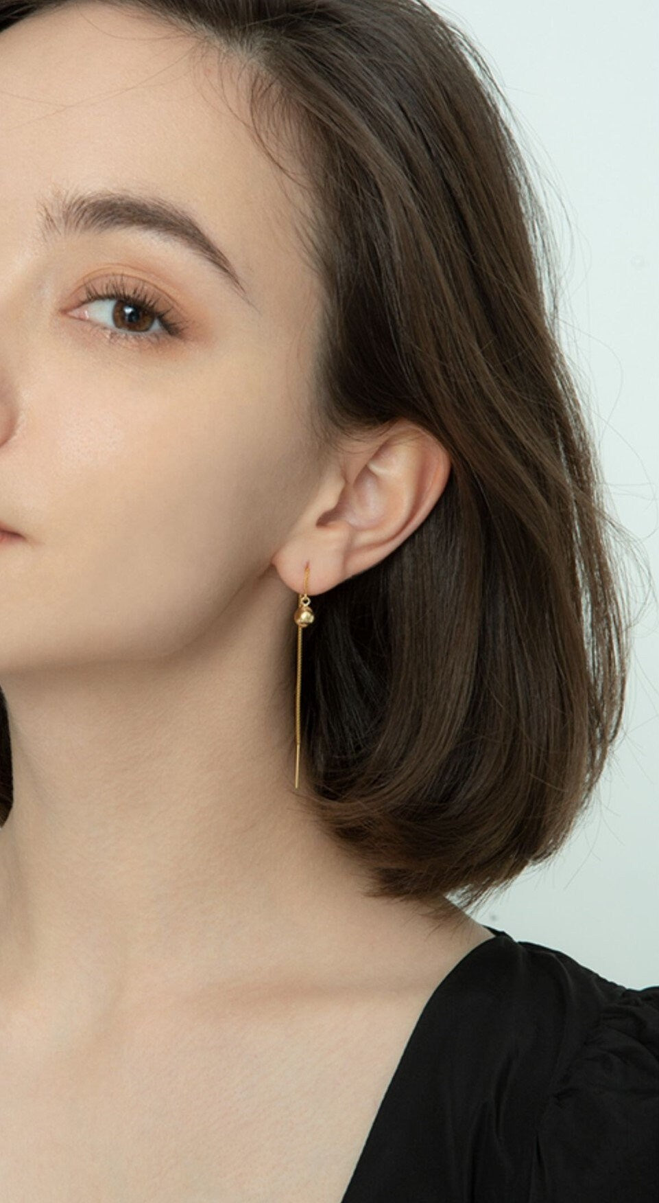Dainty Gold Tiny Ball Threader Earrings, Gold Ornament Tassel Earrings, Gold Ball Chain Drop & Dangle Earrings, Gift for her, GE99