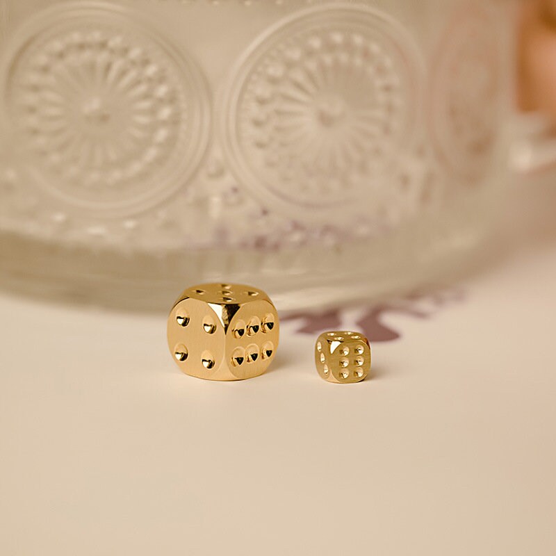Handmade 14K Solid Gold Dice for Game Room
