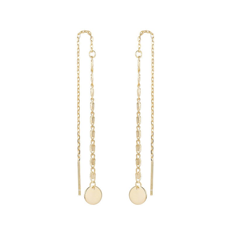 Dainty Gold Coin Threader Earrings, Gold Disc Dangle Earrings, Gold Tassel Earrings, Gold Coin Drop Earrings, Perfect gifts for her, GE97