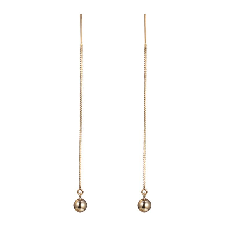 Dainty Gold Tiny Ball Threader Earrings, Gold Ornament Tassel Earrings, Gold Ball Chain Drop & Dangle Earrings, Gift for her, GE99