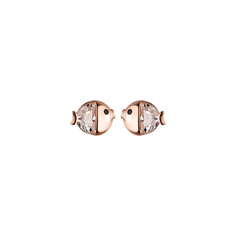 14k Rose Gold Vermeil Kissing Fish Stud Earrings, Kissing Gourami Earrings, Tiny Adorable Fish Earrings, Animal-lover Earrings, Gift, GE169