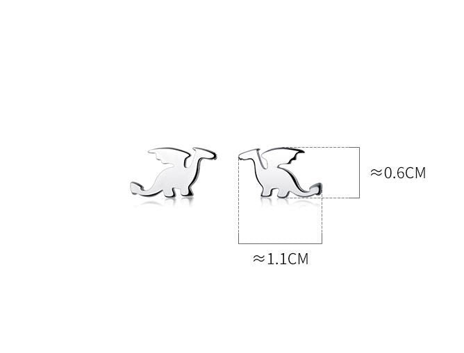 S925 Silver Flying Dragon Stud Earrings, Rose Gold Dinosaur Earrings, Dinosaur Earring, Minimalist Animal Earring, Gift for her, GE170