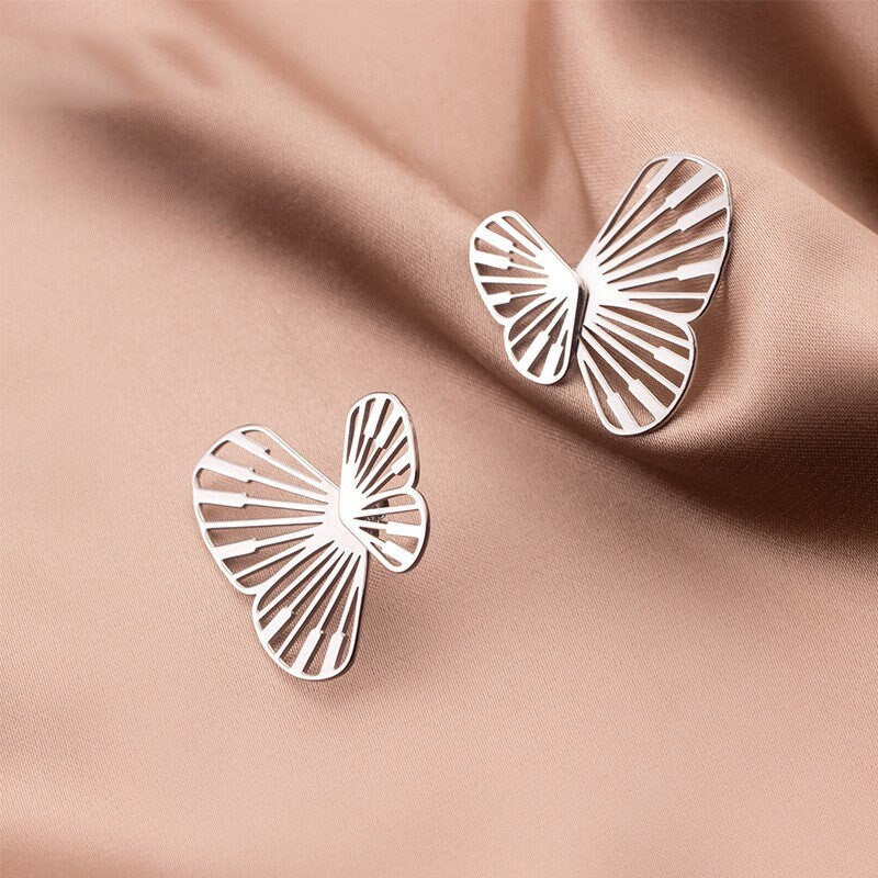 Sterling Silver Butterfly Jacket Earrings, Ear Jacket Butterfly, Double sided Silver Butterfly Earrings, Minimalist, Mother's day Gift GE213
