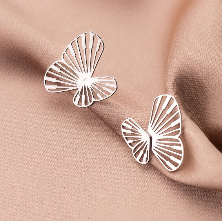Sterling Silver Butterfly Jacket Earrings, Ear Jacket Butterfly, Double sided Silver Butterfly Earrings, Minimalist, Mother's day Gift GE213