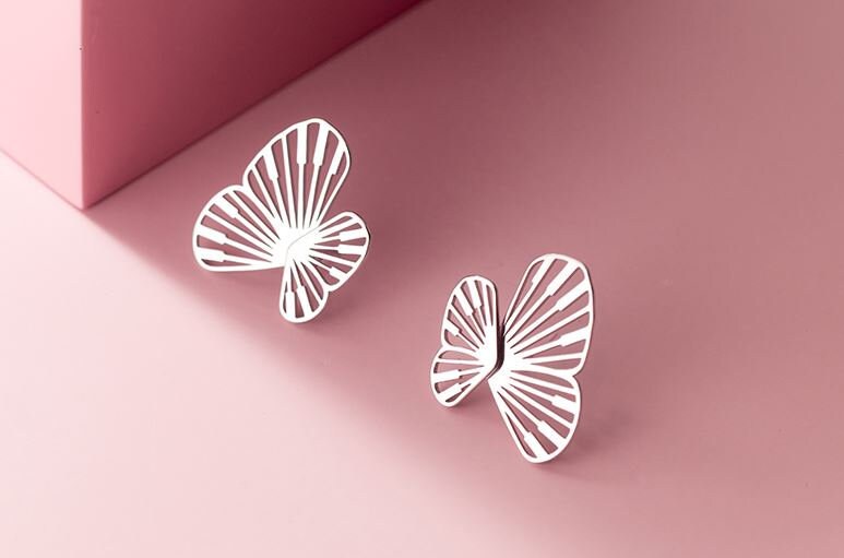 Sterling Silver Butterfly Jacket Earrings, Ear Jacket Butterfly, Double sided Silver Butterfly Earrings, Minimalist, Mother's day Gift GE213