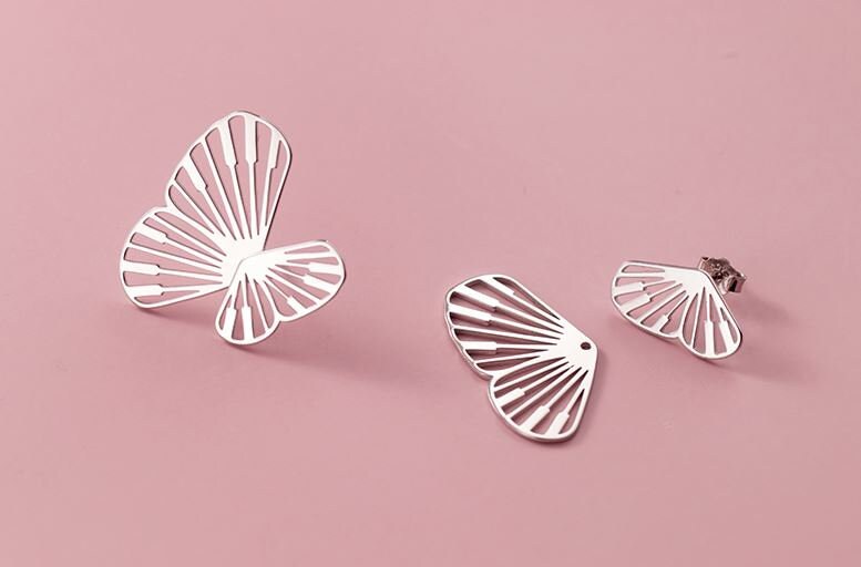 Sterling Silver Butterfly Jacket Earrings, Ear Jacket Butterfly, Double sided Silver Butterfly Earrings, Minimalist, Mother's day Gift GE213