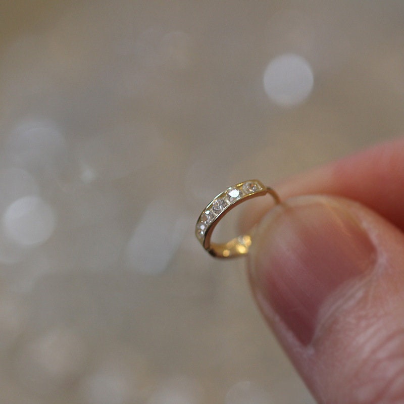 14k Gold Vermeil CZ Hoop Earrings, Sparkly CZ Hoop Earring, Simple/Classic Hoop Earring, Minimalist Chic Hoop Earring, Gift for Her, GE237