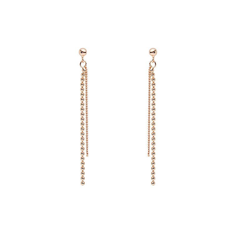 925 Silver Ball Threader Drop & Dangle Earrings, Ball Chain Tassel Earrings, Rose Gold Tassel Dangle Earrings, Ball Chain Drop Earring GE161