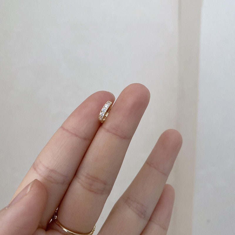 14k Gold Vermeil CZ Hoop Earrings, Sparkly CZ Hoop Earring, Simple/Classic Hoop Earring, Minimalist Chic Hoop Earring, Gift for Her, GE237