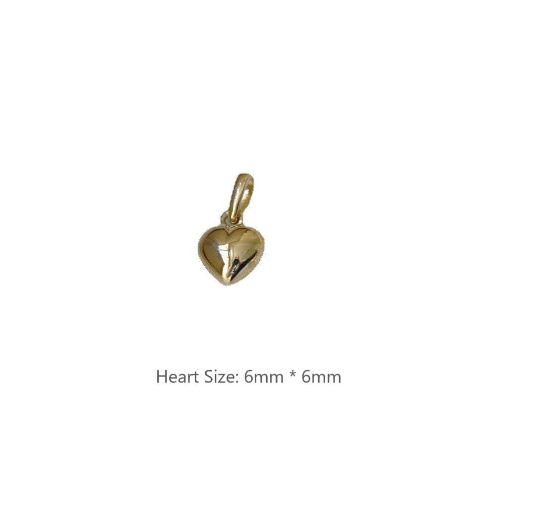 14k Gold Vermeil Stereoscopic Heart Necklace, Tiny Heart Necklace, Small Heart Pendant, Minimalist Silver Heart Necklace, Gift for her, GN75