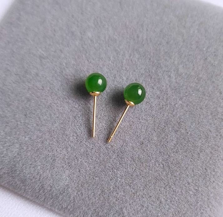 Genuine Jade Stud Earrings, Real Jade Earring, 6mm * Natural Jade Studs, Green Jade Earring, Helix Jade Earring, Gift for her/Friend, GE260