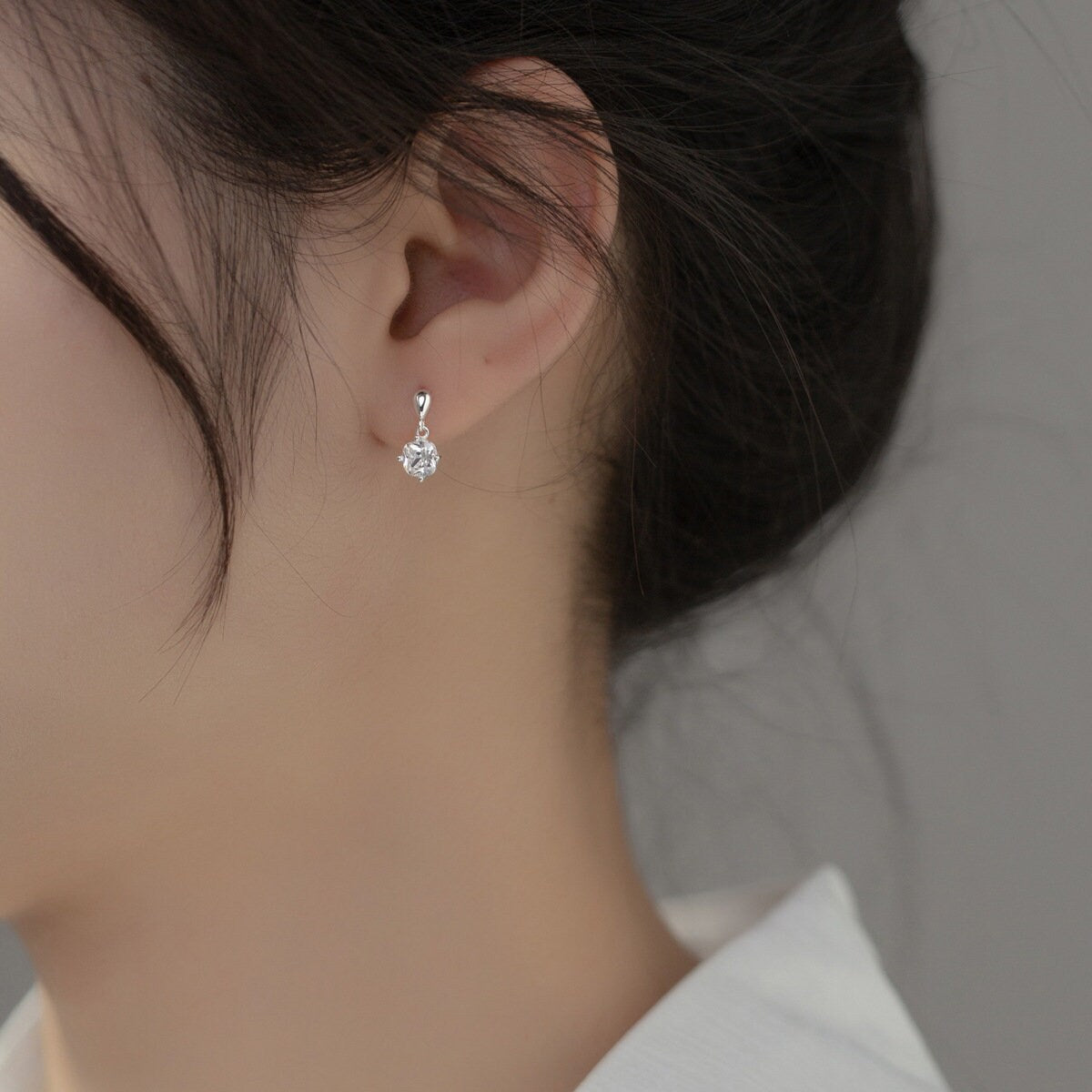 Delicate CZ Drop & Dangle Earrings, Waterdrop Link CZ Earrings, Dainty CZ Drop Earrings, Clear Square cz Earring, Gift for her, GE262