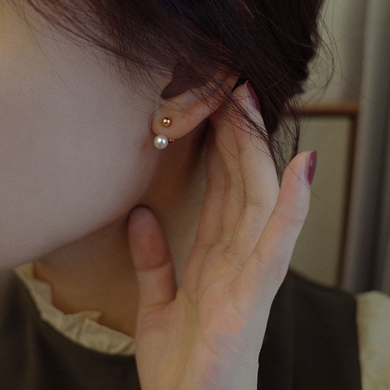 Rose Gold Vermeil Pearl Ear Jacket Earrings, Freshwater Pearl Ear Jacket Earring, Champagne Gold Pearl Earrings, Perfect Gift for her, GE278
