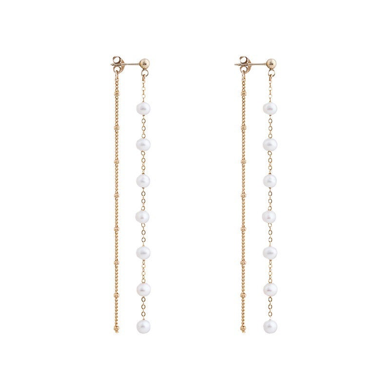 Delicate Pearl Threader Earrings, 14k Gold Filled Pearl Dangle Earring, Pearl Tassel Earrings, Bridal/Wedding Earrings, Bridal Gift, GE285