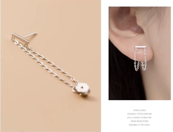 925 Silver Threader Earrings, Silver Tassel Earrings, Double Chain Threader Earrings, Chain Earring, Minimalist Earrings, Gift for her GE286