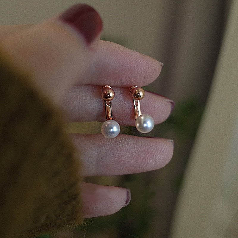 Rose Gold Vermeil Pearl Ear Jacket Earrings, Freshwater Pearl Ear Jacket Earring, Champagne Gold Pearl Earrings, Perfect Gift for her, GE278