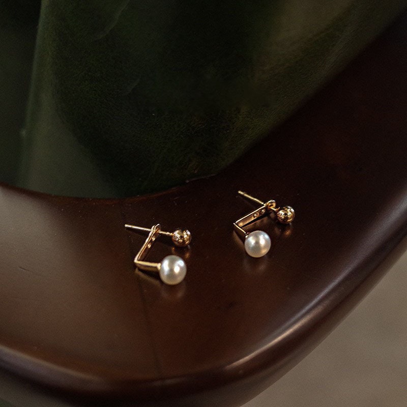 Rose Gold Vermeil Pearl Ear Jacket Earrings, Freshwater Pearl Ear Jacket Earring, Champagne Gold Pearl Earrings, Perfect Gift for her, GE278